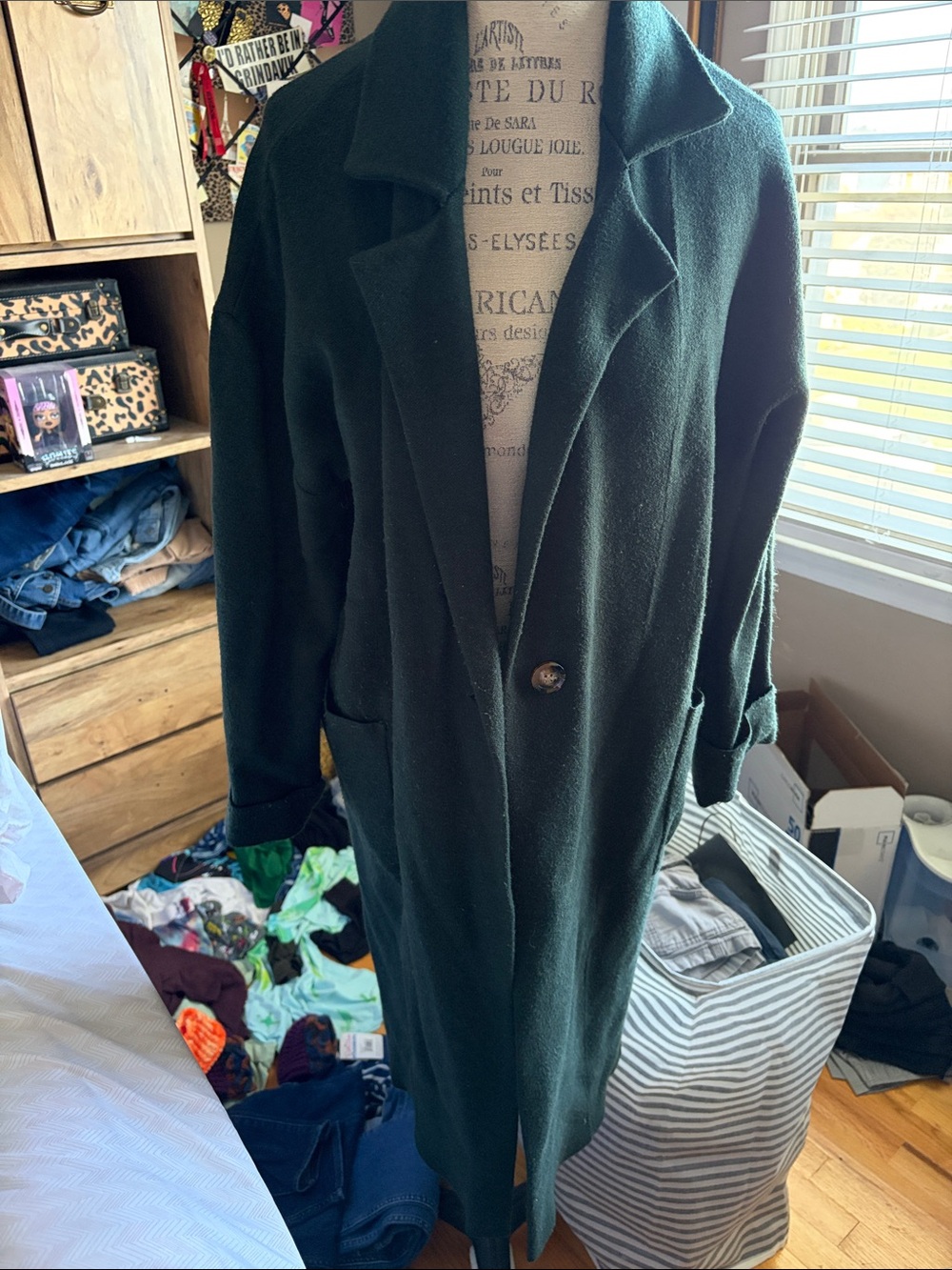 Dark Green Baltic Born Long Coat - Classic Single-Button Overcoat - XL